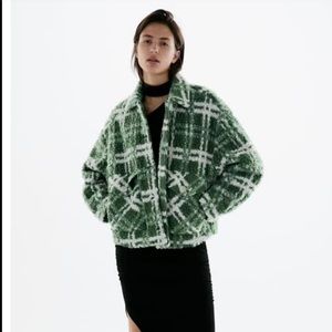 Zara Combination Plaid Fleece Jacket